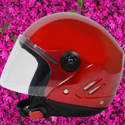 Lxt Red_Half_face_Helmet_with ISI Certified_RE_81 Motorbike Helmet(Red)
