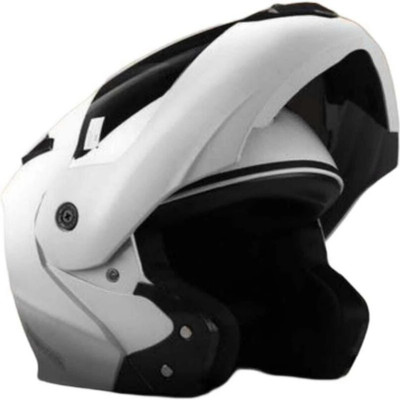 FOROLY Flipup with Rainbow Visor ABS Material (VX-1) Motorbike Helmet(White)