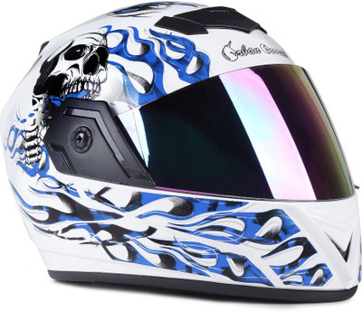 urban carrier ABS Ghost Rider Full Face Rainbow Visor(C9) Motorbike Helmet(Blue)