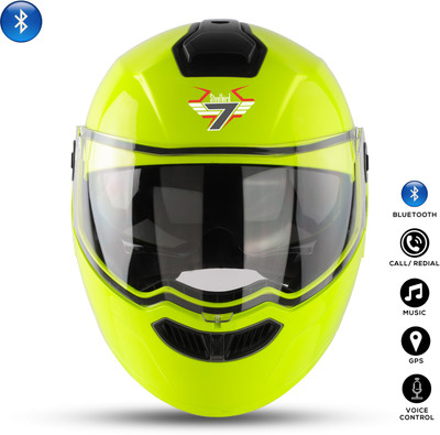 Steelbird Bluetooth Flip Up ISI Certified Helmet for Men with Inner Smoke Sun Shield Motorbike Helmet(Glossy Fluo Neon)