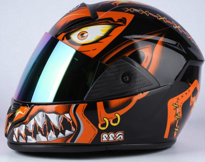 deletion Bali with Rainbow Visor ABS Material Unisex (KK-1) Motorbike Helmet(Orange)