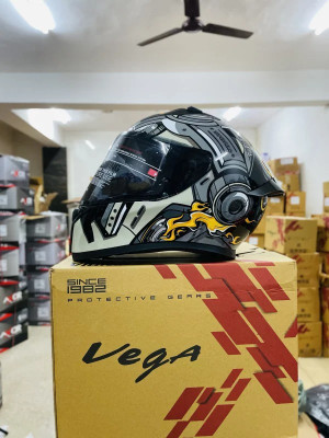 VEGA BOLT superhero Motorsports Helmet(BLACK grey)