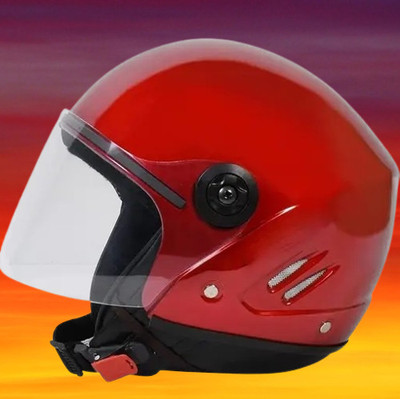 Lxt Red_Half_face_Helmet_with ISI Certified_RE_94 Motorbike Helmet(Red)