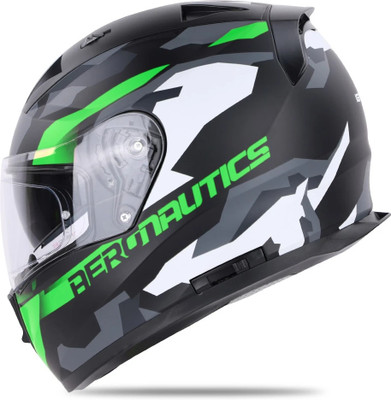 IGNYTE IGN-7 CAMO ISI/DOT Certified Full Face Helmet Motorbike Helmet(Glossy Black Fluo Green with Anti Fog Clear Visor)