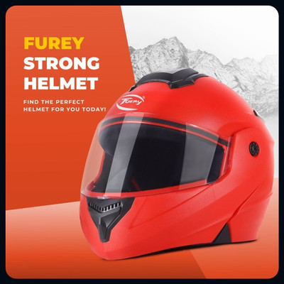 fuery Flip-up Plain Visor Blue Helmet Z082_New Motorsports Helmet(Red)