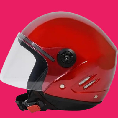 Lxt Red_Half_face_Helmet_with ISI Certified_RE_91 Motorbike Helmet(Red)