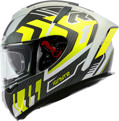 IGNYTE IGN-4 Atomixx ISI/DOT Certified Full Face Graphic Helmet with Inner Sun Shield Motorbike Helmet(Glossy White Neon)