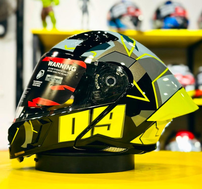 Steelbird Air SBA-20 ISS 09 GLOSSY BLACK NEON LARGE Motorsports Helmet(Black, Neon)