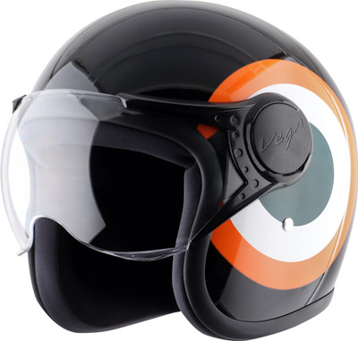 VEGA Fighter Shield Motorbike Helmet(Black Orange)