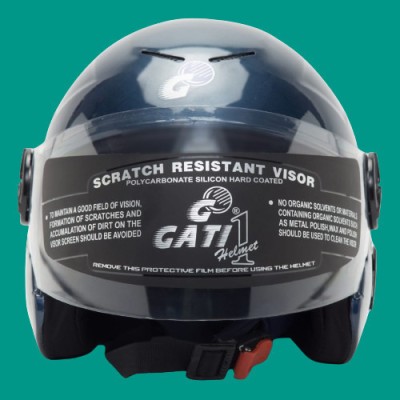 Font unisex open face helmet for safty321-AAA Motorbike Helmet(Blue)