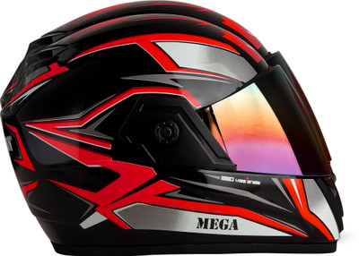 fuery Full Face Mega Jazz 360 Red Helmet Z116 Motorsports Helmet(Red)