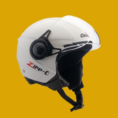 OZONE Zipp helmet _openface_largesize_040 Motorbike Helmet(White)