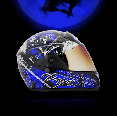 FOROLY Rado ninja fighter Full Face ABS Material with Rainbow visor Motorbike Helmet(Blue)