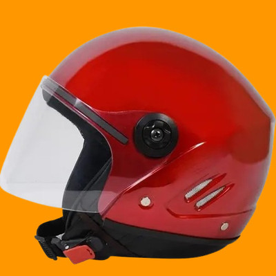 Lxt Red_Half_face_Helmet_with ISI Certified_RE_69 Motorbike Helmet(Red)