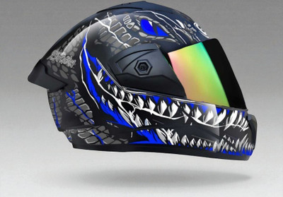 TRINOS Wonder Smk with Rainbow Visor ABS Material (PP-1) Motorbike Helmet(Blue)