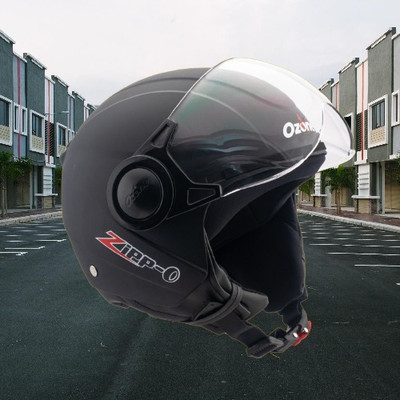 OZONE Zippo plain_OF_Unisex_largesize_Oz072 Motorbike Helmet(Black)