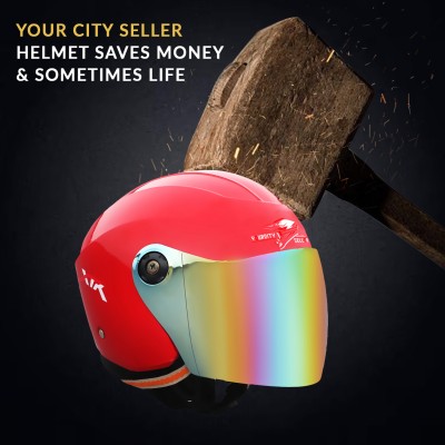 YOURCITYSELLER Strong and Durable Rambo Stylish Matt Finish Half face Bike Helmet Red Motorbike Helmet(Red)