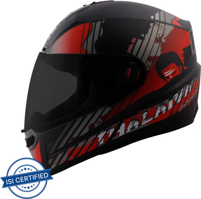 Steelbird SBA-1 Thalaiva Full Face ISI Certified Helmet Fitted Clear Visor and Extra Visor Motorbike Helmet(Matt Black Red with Smoke Visor)