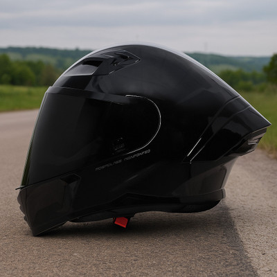 Steelbird Air Sba-11 ISS Tornado Dot & ISI Certified Full Face with Black Spoiler Medium Motorsports Helmet(Black)