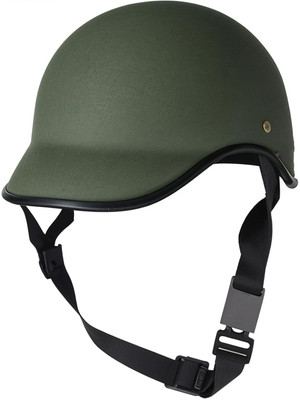 VisorUp All Purpose Open Face Cap with Adjustable Strap – Lightweight Half Cap Helmet Motorbike Helmet(military green)
