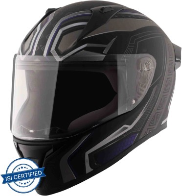 VEGA Marvel Black Motorbike Helmet(Dull Black Silver)