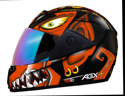 Agx Rado Bali with Anti UV Rainbow Visor ABS Material Unisex Motorbike Helmet(Orange)
