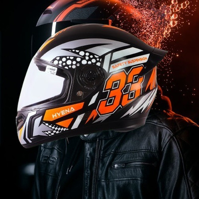 OZONE Full Face_Unique Design Helmet_Premium Class_@V@19 Motorbike Helmet(ORANGE-BLACK)
