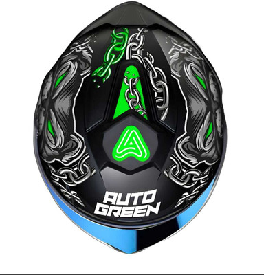 Agx Speed Pitbul with Rainbow Visor ABS Material Motorbike Helmet(Green)