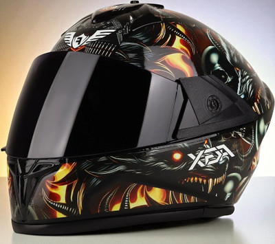 deletion Fighter Devil HD Graphics with Anti UV PC Visor ABS Material Unisex (PP-1) Motorbike Helmet(Multicolor)