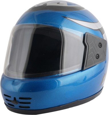 Sage Square Audi Kimi Full Face Helmet | ISI Certified | Clear Visor | Extra Comfort & Style Motorbike Helmet(Blue Glossy - Silver)