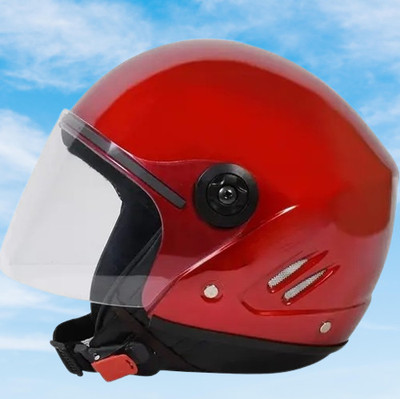 Lxt Red_Half_face_Helmet_with ISI Certified_RE_24 Motorbike Helmet(Red)