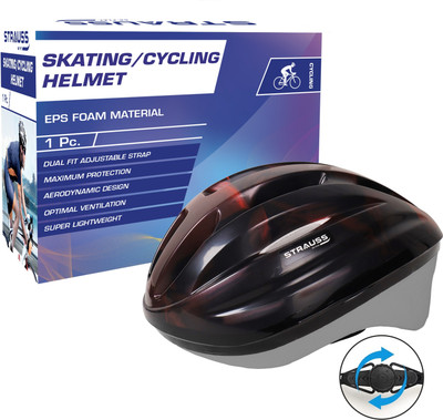 Strauss Adjustable Cycling Helmet| Ideal for Adults | Elite- Senior|Skating & Cycling Helmet(Black & Red [Adjustable] Black EPS)