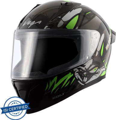VEGA Bolt Bunny Motorbike Helmet(Black Green)