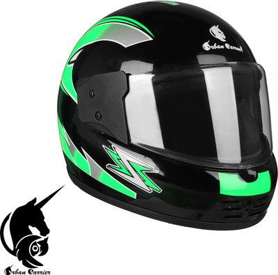 urban carrier ABS Material Full Face Clear Visor, UV Scratch Resistance for men only in L Size Motorbike Helmet(Green)