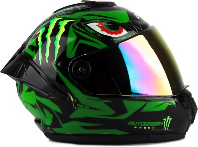 Agx Monster Speed ABS Material with Rainbow Visor Motorbike Helmet(Green)