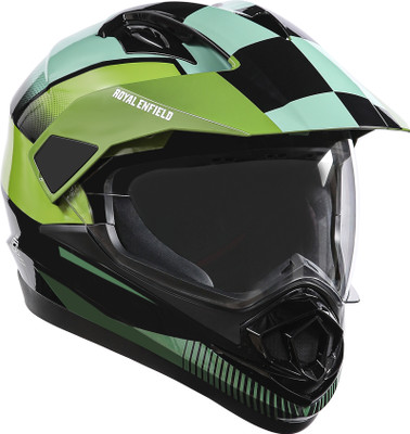 ROYAL ENFIELD Escapade Chequer ISI & DOT Certified Full Face Motocross Helmet Motorbike Helmet(Light Green)