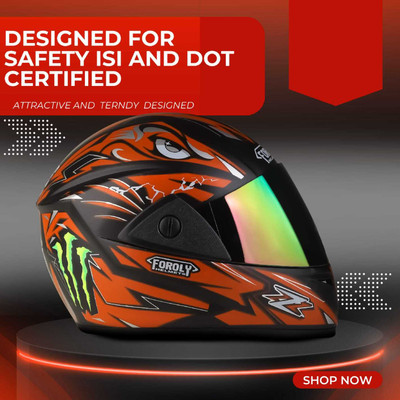 Agx Jazz Monster with Rainbow Visor ABS Material Motorbike Helmet(Orange)