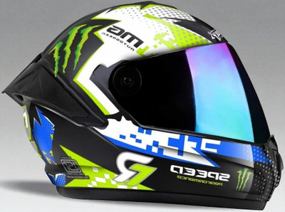 TRINOS Speed 23 with Anti UV Rainbow Visor ABS Material Unisex (KK-1) Motorbike Helmet(Green)