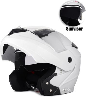 FOROLY ABS Material Unisex Unbrreakable Visor Motorbike Helmet(White)