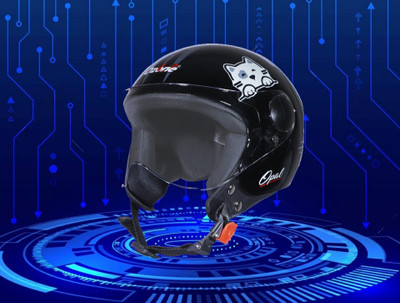 OZONE JSR_ HELMET_OPEN-FACE_SUPER QUALITY_AD@041 Motorbike Helmet(Black)