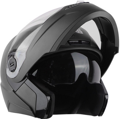 Steelbird Air SBA-7 Flip-Up ISI Certified for Men and Women Size 600 MM Motorbike Helmet(Dashing Black)