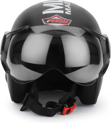 Amisha Strong and Durable Stylish Matt Finish Half Face Bullet Helmet Motorbike Helmet(Black)