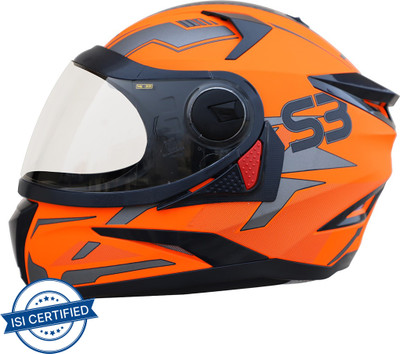Steelbird SBH-17 Terminator Full Face Graphic Helmet Motorbike Helmet(Glossy Fluo Orange)