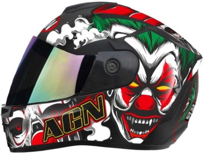 Agx AGN Monster Joker ABS Material with Rainbow visor Motorbike Helmet (Red) Motorbike Helmet(Red)