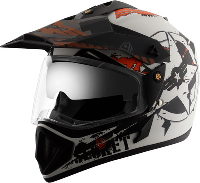 VEGA Off Road D/V Secret Motorbike Helmet(Dull White Black)