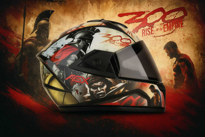 Agx Spartan 3D Decal with Unbreakable PC Visor ABS Material Unisex Motorbike Helmet(Multicolor)