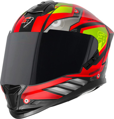 Steelbird SBH-57 Fighter F8 ISI/DOT Certified Full Face Graphic Helmet for Men and Women Motorbike Helmet(Glossy Black Red)