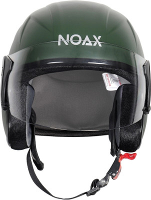 NOAX OPEN FACE HELMET ISI MARKED SOLID BODY UNISEX HELMET PACK OF 2 Motorbike Helmet(Military green)