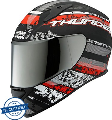 STUDDS THUNDER D1 FULL FACE WITH MIRROR VISOR Motorsports Helmet(Matt Black)