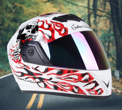 urban carrier ABS Material Full Face Rainbow Visor, UV Scratch Resistance Motorbike Helmet Motorbike Helmet(Red)
